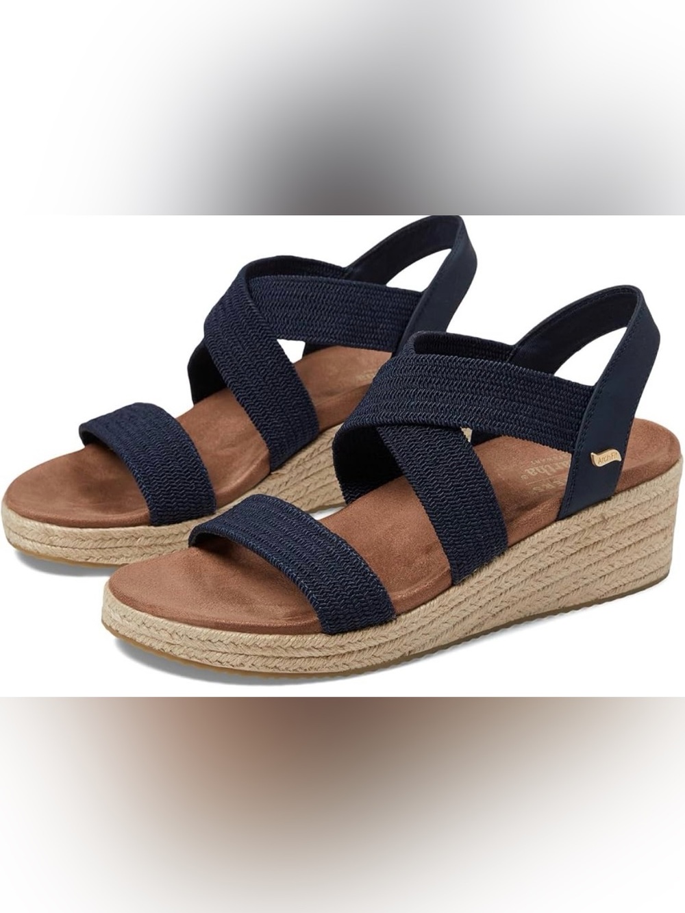 Sketchers Martha Stewart Navy Elastic Strap Wedge Sandals - Women new without ta